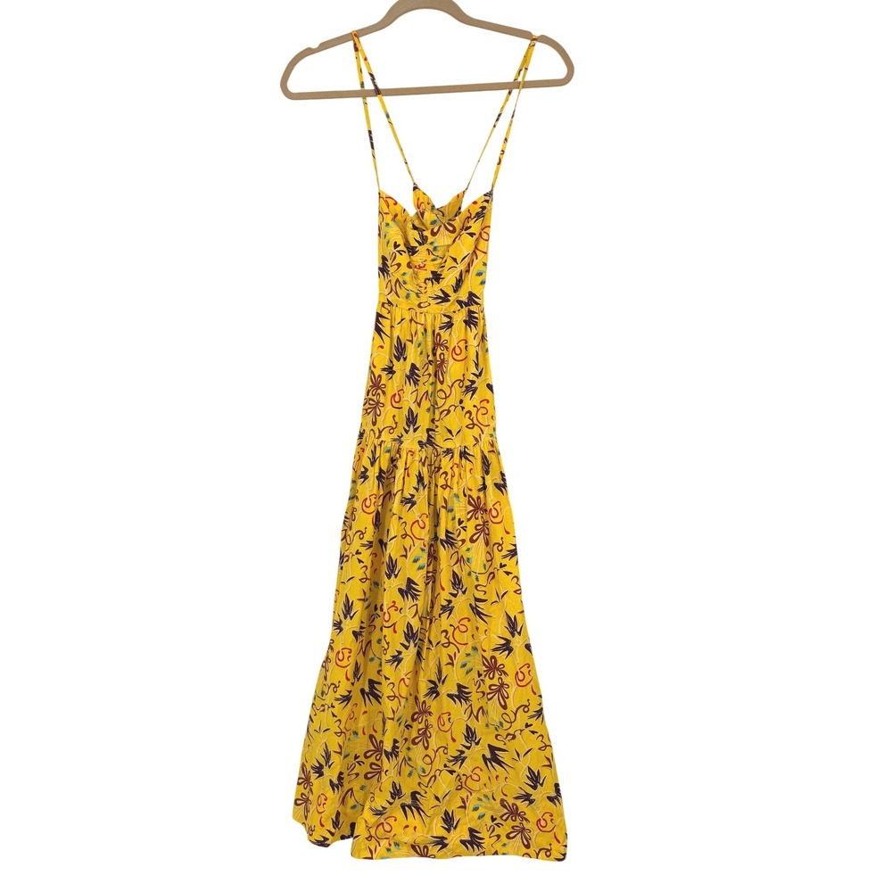 A.L.C. Arit Yellow Floral Maxi Dress Open Back Size 00 - Picture 2 of 8